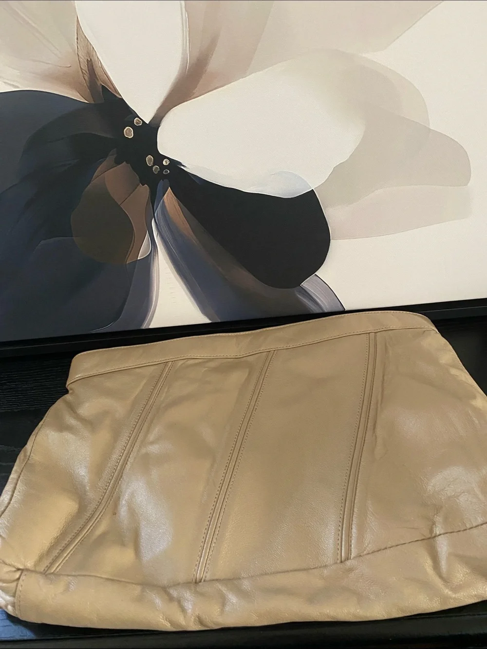 Vintage 80’s Brenalini By Jonotti Oversized Taupe Leather Clutch